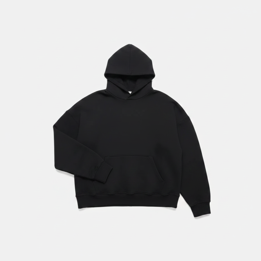Black Hoodie Flat Lay