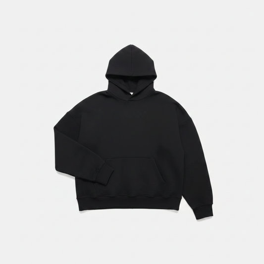 Black Hoodie Flat Lay