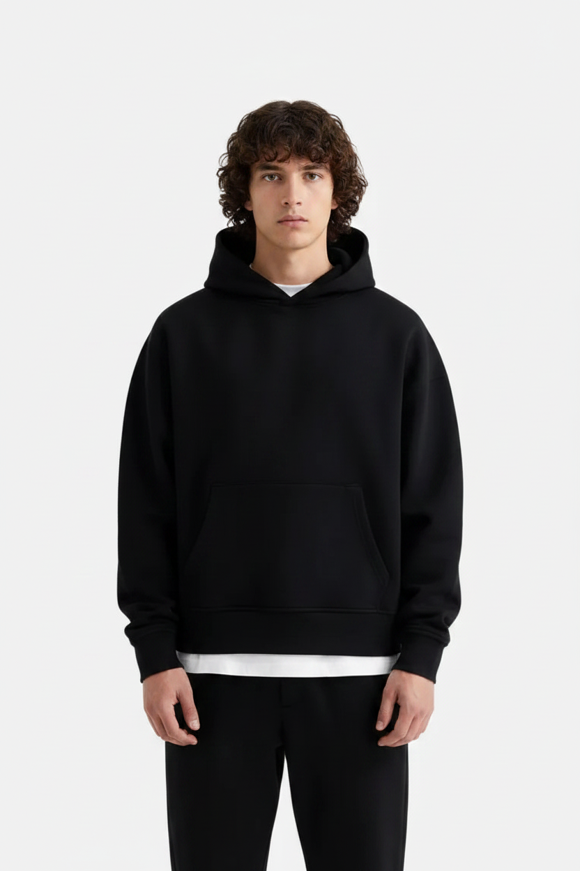 Black Hoodie Model Front