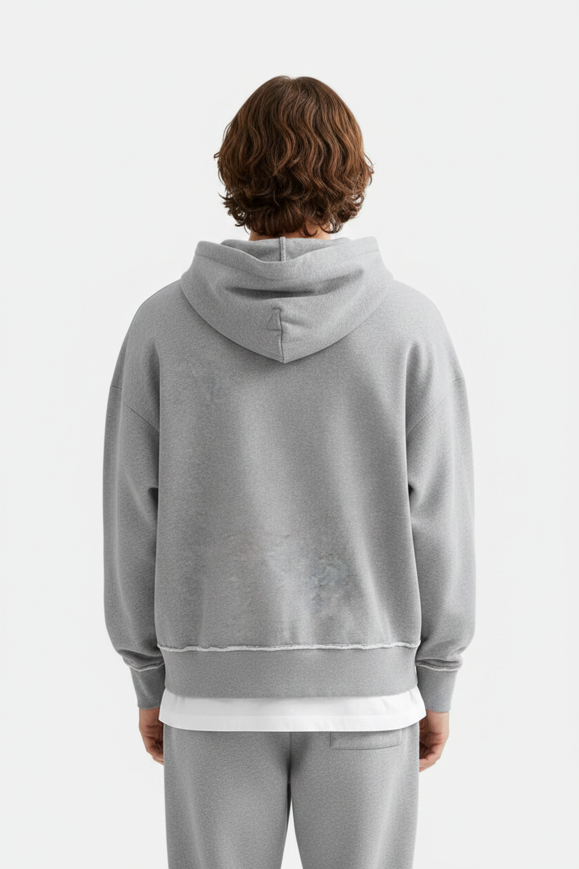 Grey Hoodie Model Back