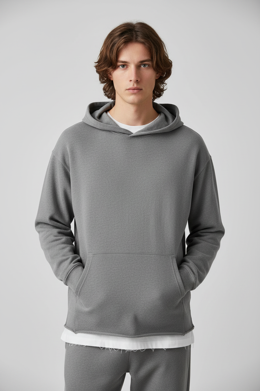 Grey Hoodie Model Front