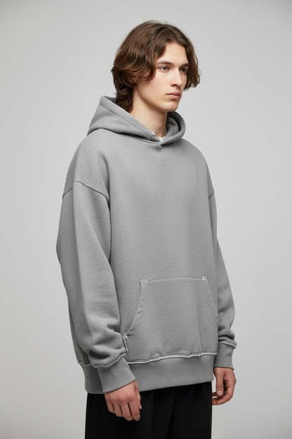 Grey Hoodie Model Side