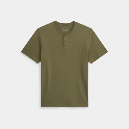 Olive Green Henley Flat Lay